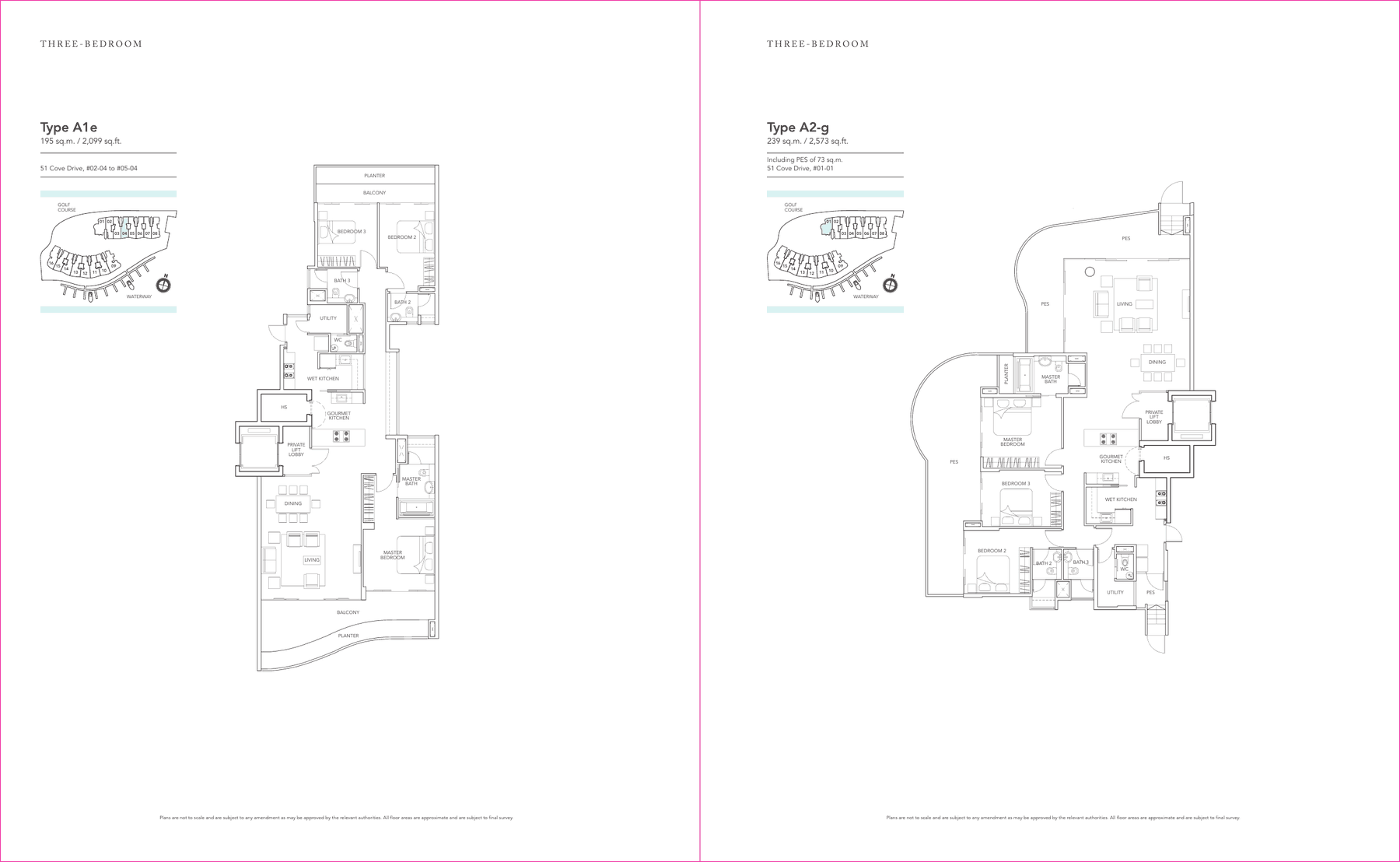 3-Bedroom · Type A1e / A2-g · 2,099 and 2,573 sqft