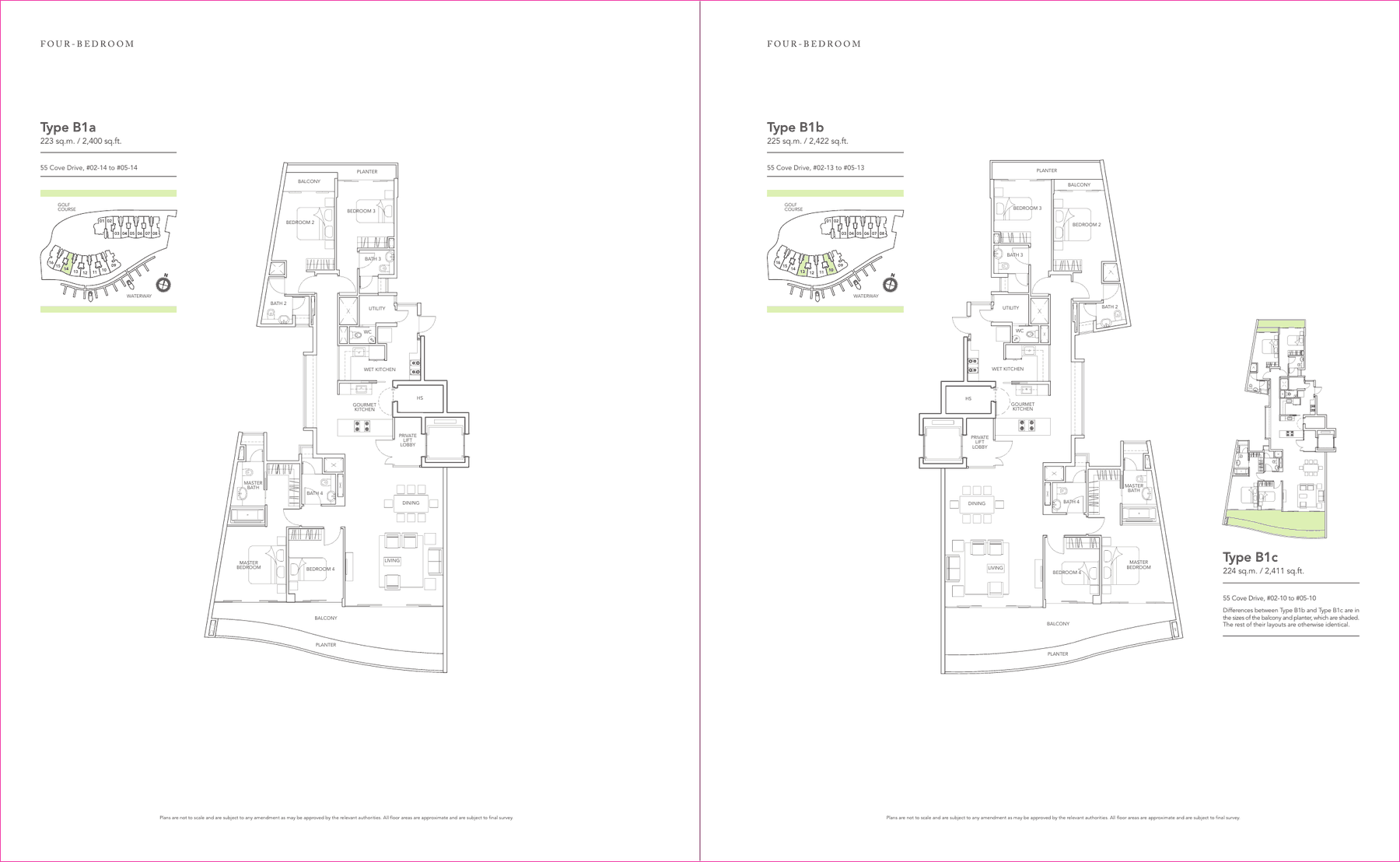 4-Bedroom · Type B1a / B1b / B1c · 2,400 to 2,422 sqft