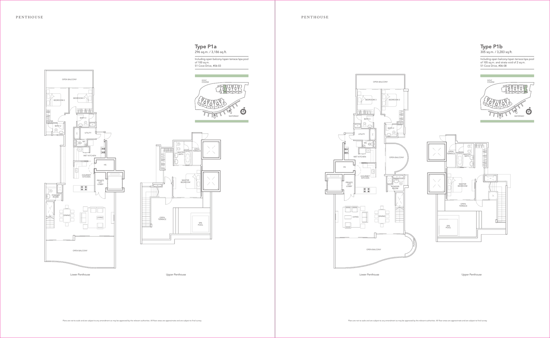 Penthouse · Type P1a / P1b · 3,186 and 3,283 sqft