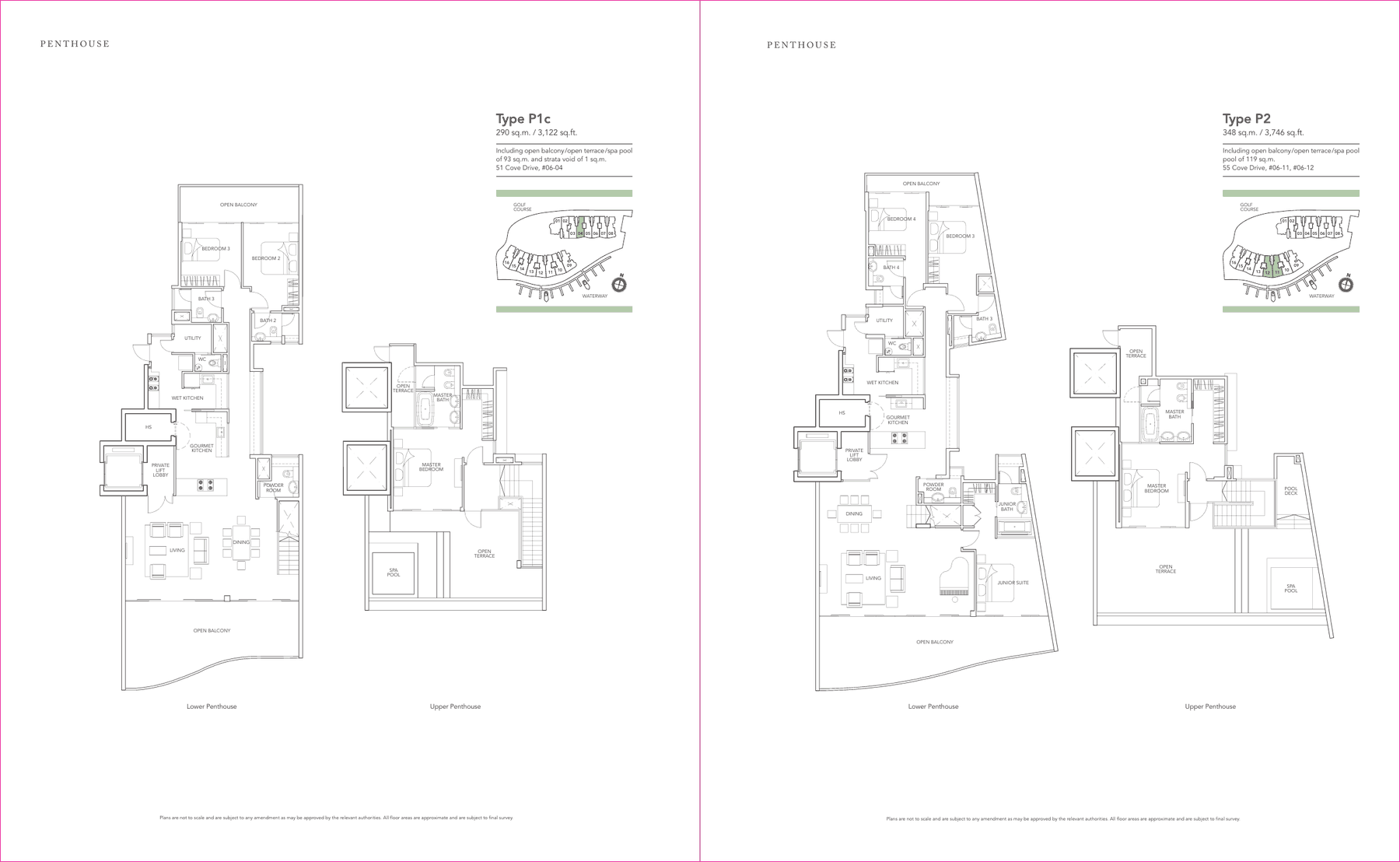 Penthouse · Type P1c / P2 · 3,122 and 3,746 sqft